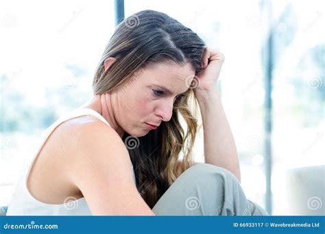 Distracted Woman With Her Head In Her Hands Stock Image Image Of Serious Focused 66933117
