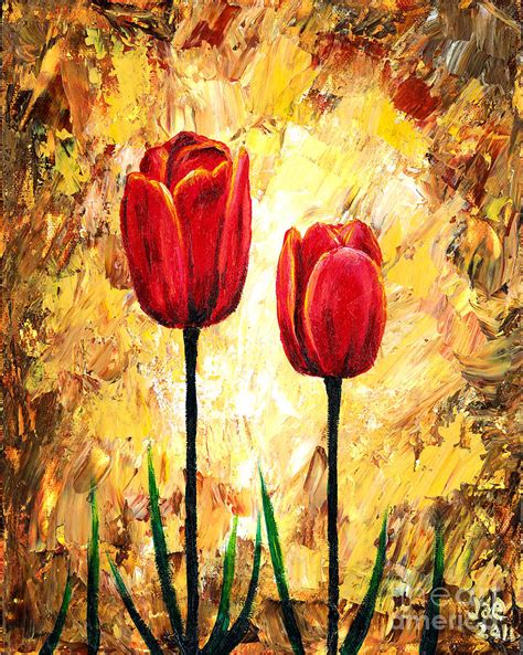 Red Tulips 1 Painting By Jeannette Bowen Fine Art America