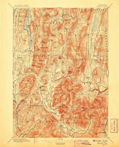 Pawlet Vermont 1897 1906 Usgs Old Topo Map Reprint 15x15 Vt Quad