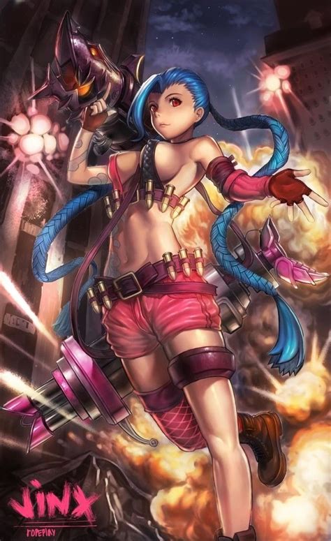 League Of Legends Jinx By Rope Play Jinx League Of Legends League Of Legends Funny Games