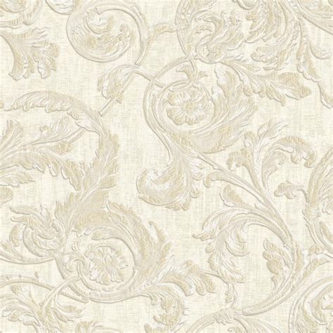 Sample Sirpi Italian Floral Leaf Pattern Cream Wallpaper Traditional