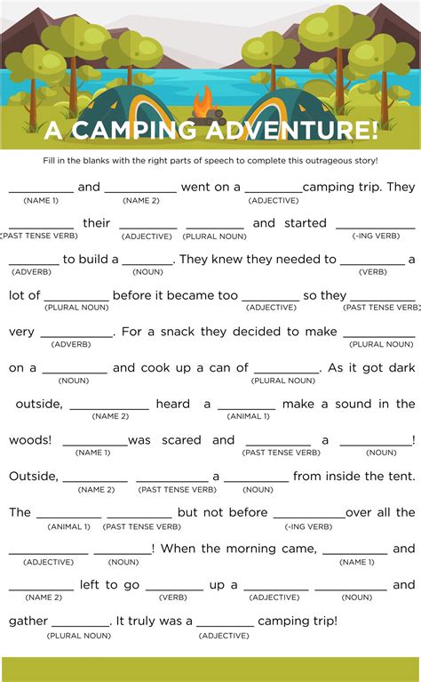 Summer Mad Libs Printable Printable Word Searches