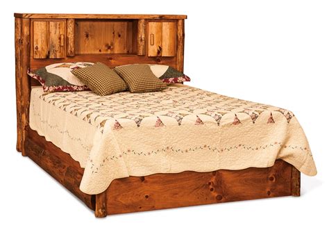 Rustic Pine Queen Bookcase Bed With Sa Stain — Everything Amish