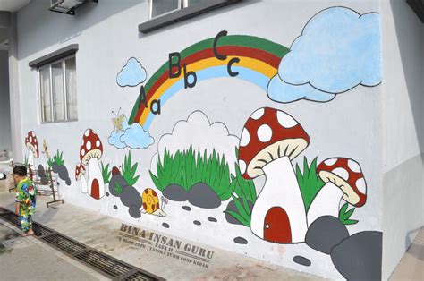 Agar para murid bisa menerima pelajaran dengan baik, suasana kelas harus nyaman untuk mereka. Lukisan Mural Dinding Tadika | Cikimm.com