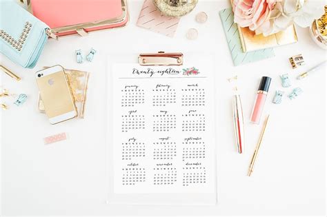 2018 Year At A Glance Free Printables Get Organized For The New Years