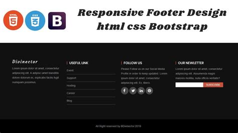 How To Design Responsive Footer With HTML CSS And Bootstrap Footer Design HTML CSS