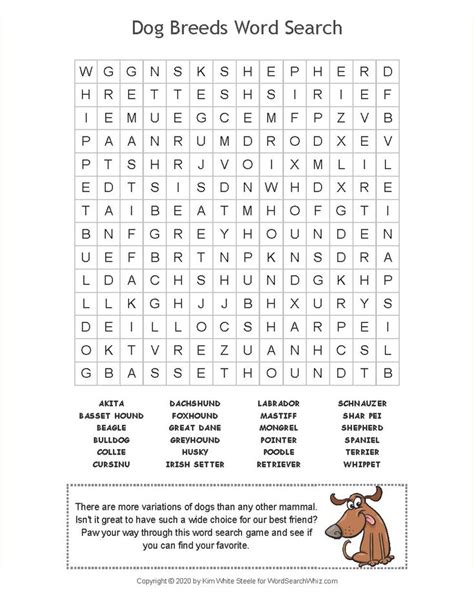 Look For 24 Different Dog Breeds In This Word Search Game You Can Play