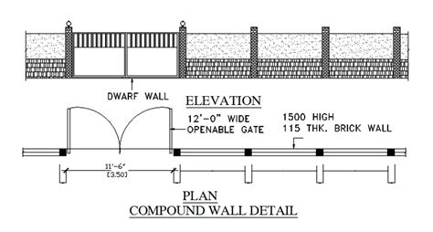 Compound Wall Detail File Cadbull Autocad Caddrawing