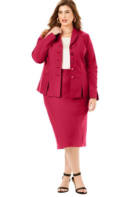 Roaman S Women S Plus Size Two Piece Skirt Suit With Shawl Collar
