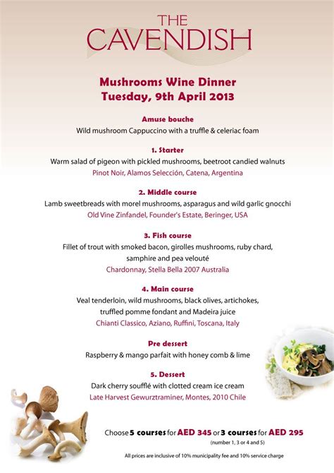 I hosted this time with a seafood extravaganza! Mushroom gourmet wine dinner menu. For more info on our ...