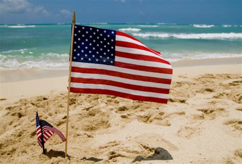 American Flag On A Beach Stock Photo Download Image Now Istock