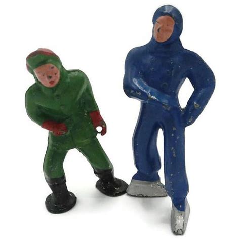 Barclay Sled Puller And Skater 1930s Lead Figurines Etsy Christmas