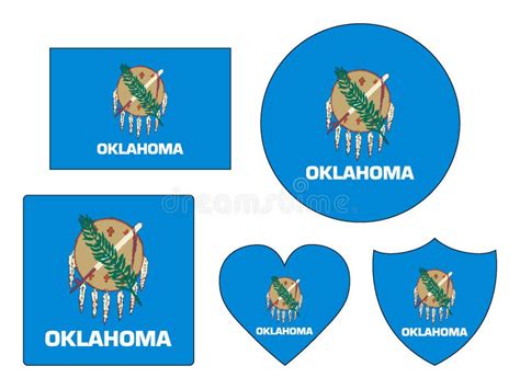 Flags Set Of Usa State Of Oklahoma Stock Vector Illustration Of