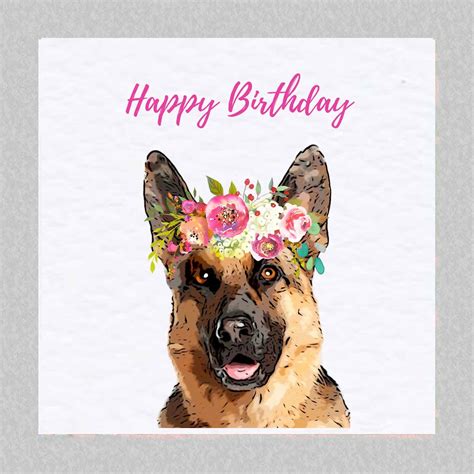 German Shepherd Birthday Card Alsatian Dog Greeting Card Etsy