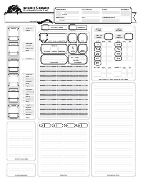 Printable 5e Character Sheets Customize And Print
