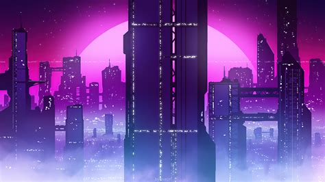 Synthwave City View 4k Hd Artist 4k Wallpapers Images