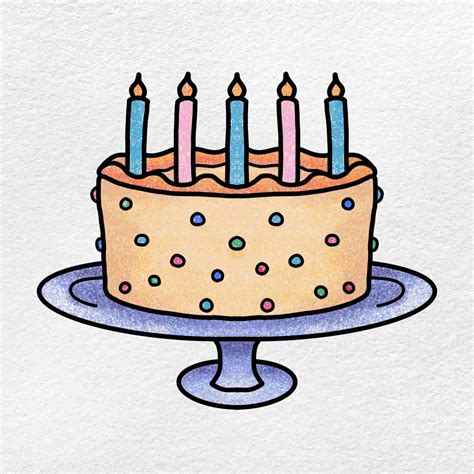How To Draw Birthday Cake Rainparticular