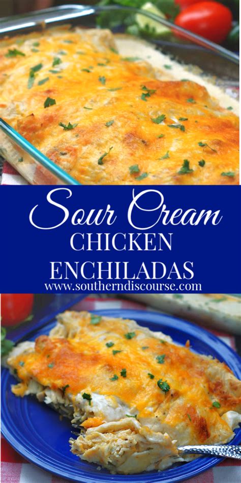 Rich, creamy and great for any night of the week! Simply Authentic Sour Cream Chicken Enchiladas | southern discourse