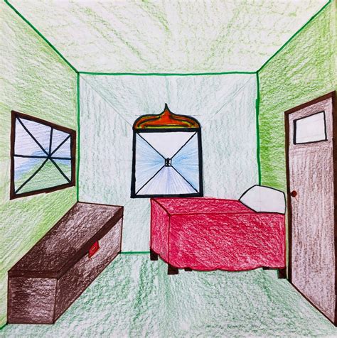 1 Point Perspective Drawing Living Room Perspective Room Point Living