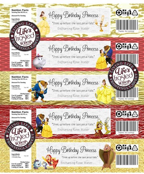 Beauty And The Beast Inspired Ready To Print Water Bottle Labels