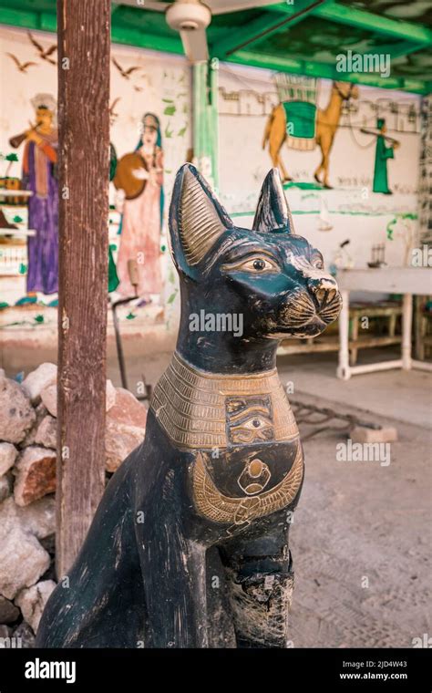 Ancient Egyptian Black Sphynx Cat In Front Of Valley Of The Kings In
