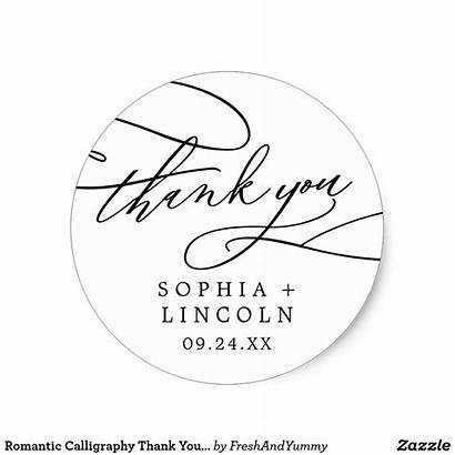 Thank Calligraphy Favor Romantic Sticker Zazzle Fancy