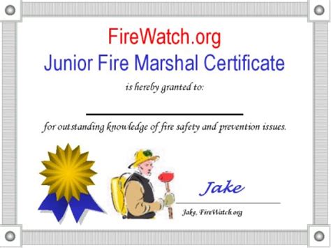 Firewatch Official Jr Fire Marshal Certificate