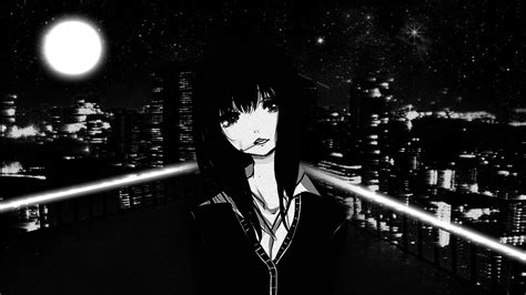 Anime Anime Girls Smoke Night Moon Smoking Dark 1920x1080