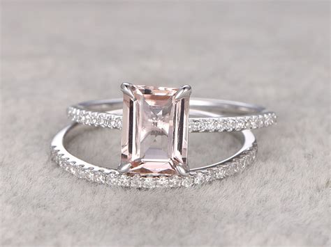 Emerald cut proposal rings are an excellent pick because they stand out against some of the other ring styles and shapes. Morganite Engagement Ring White Gold Diamond Bridal Set ...
