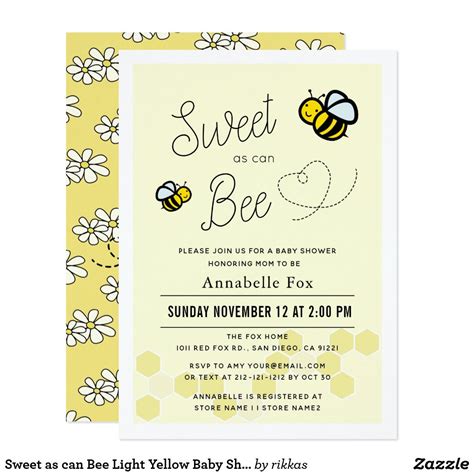 Sweet As Can Bee Baby Shower Invitations Baby Shower Invitations