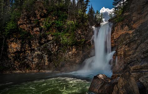 Wallpaper Trees River Rocks Waterfall Stream Montana Glacier