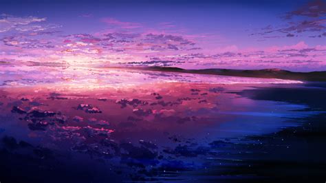 1366x768 Resolution Purple Sunset Reflected In The Ocean 1366x768