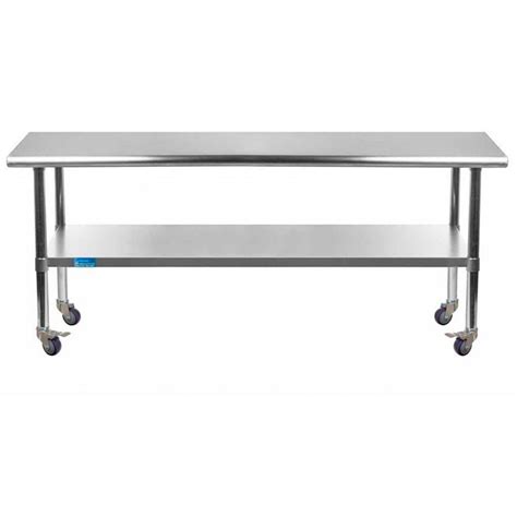 Amgood 24 In X 60 In Stainless Steel Work Table With Casters Mobile