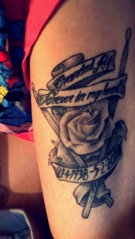 my tattoo i got designed dedicated to my grandad roses and drum sticks xx drum tattoo i tattoo