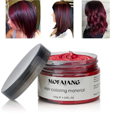 mofajang instant hair coloring dye wax wine red temporary hairstyle cream 4 23 fl oz