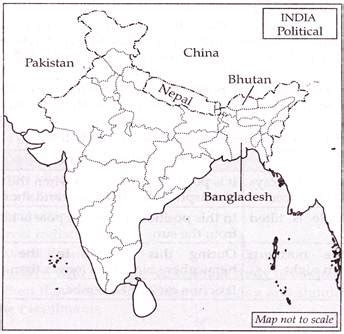 India Political Map Outline With Neighbouring Countries