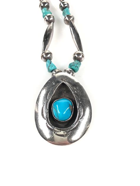Lot Native American Sterling Turquoise Pendant Necklace