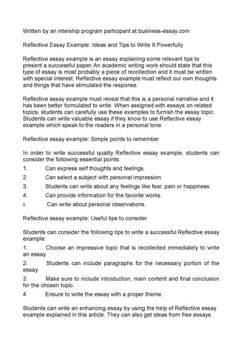 Reflective reports are more structured than essays. 001 Best Ideas Of Introduction To Reflective Essay Write ...