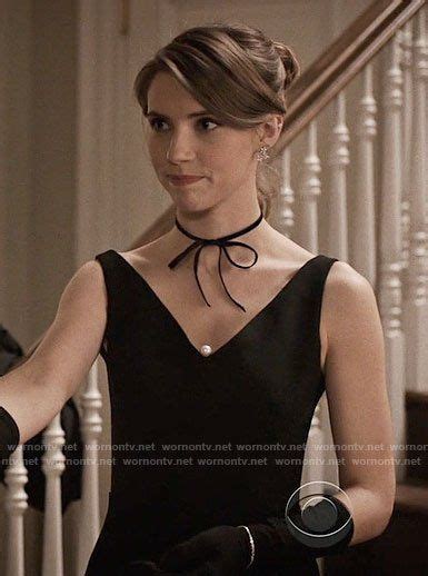 Stevies Black V Neck Dress With Pearl On Madam Secretary Secretary