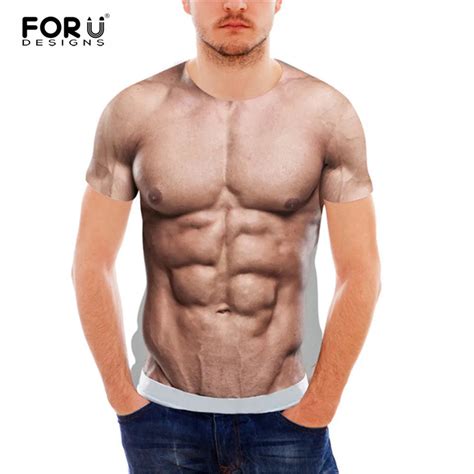 Forudesigns Funny 3d Muscle Print T Shirt For Men Crossfit Male Casual Tee Shirts Summer Style