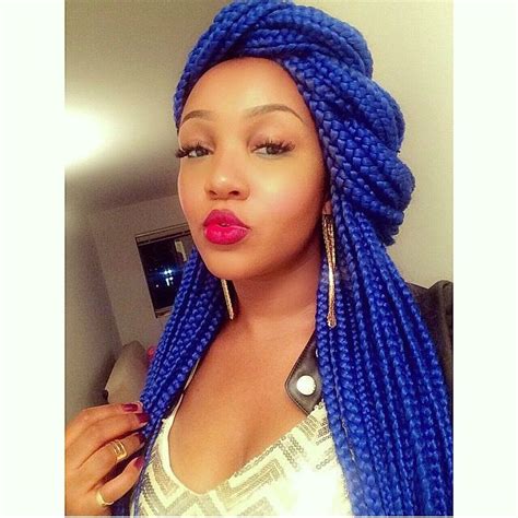 Blue Braidsbeautiful Braids Highlighted By The Models Bright Red Lips