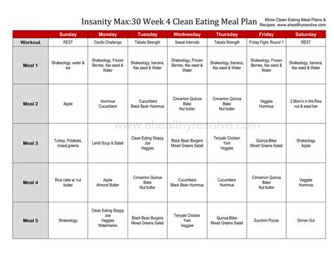 The Hunger Fix Insanity Max Clean Eating Meal Plan A Healthy Resolve