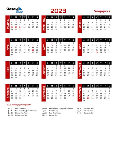 Singapore Calendar With Holidays Singapore Calendar And