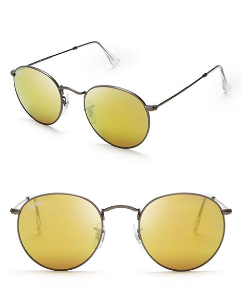 Ray Ban Round Mirror Sunglasses In Metallic Lyst