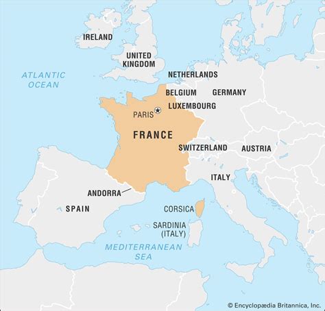 France neighbouring countries map - Map of France and neighbouring ...