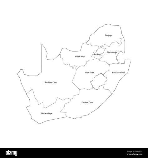 South Africa Political Map Of Administrative Divisions Provinces Handdrawn Doodle Style Map