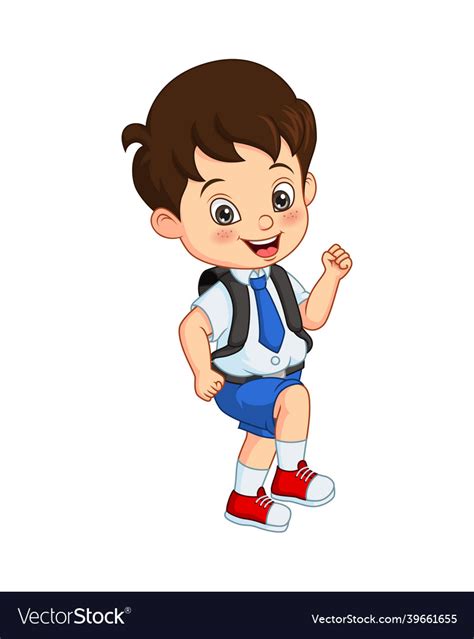 Cartoon Happy School Boy In Uniform Royalty Free Vector
