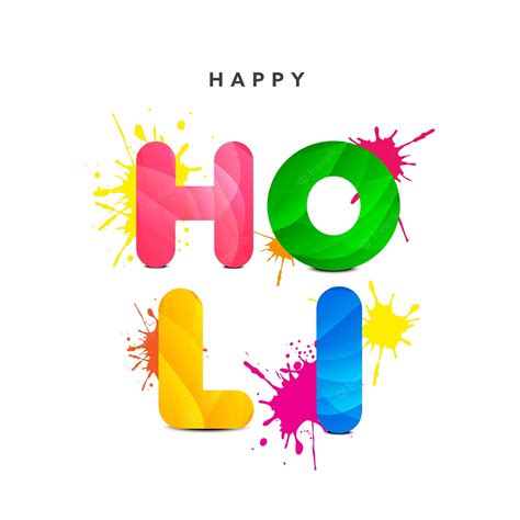 Premium Vector Colorful Happy Holi Font With Color Splatter Effect On