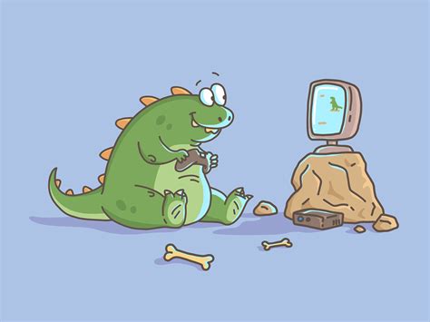 Dino Gamer Illustration On Behance Dinosaur Funny Illustration Dinos