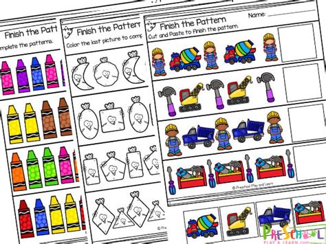 Free Printable Pattern Worksheets For Preschool
